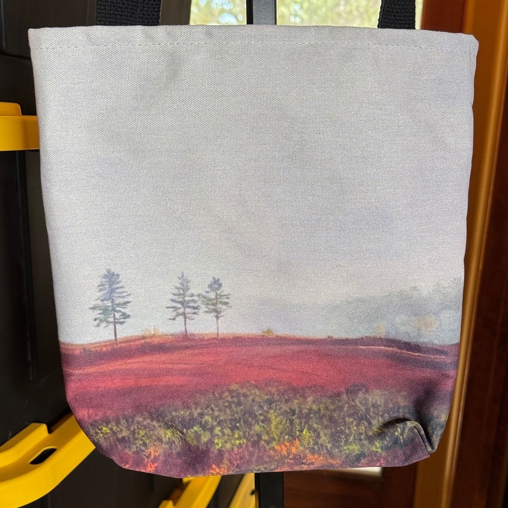 NWOT Scenic Landscape Canvas Tote Bag | Nature Art Field Print Market Bag - Picture 3 of 5